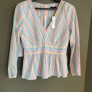 J Crew Striped peplum top